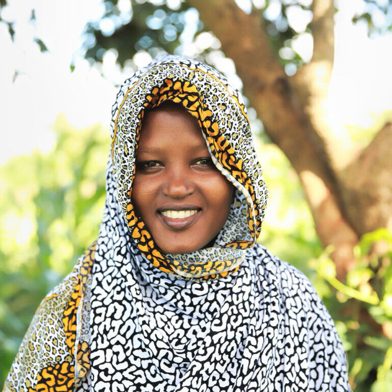 Ramanton Baha with a scarf