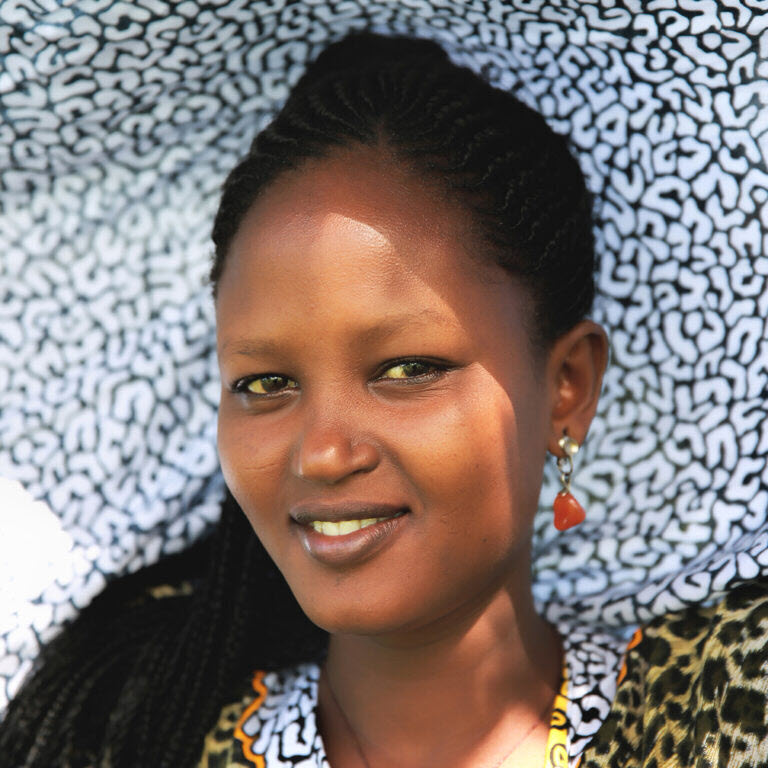 Ramanton Baha with a scarf