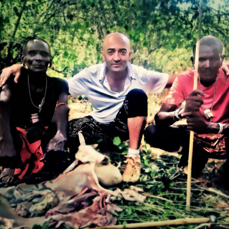 Ukes Baha with his father in law in Samburu Kenya